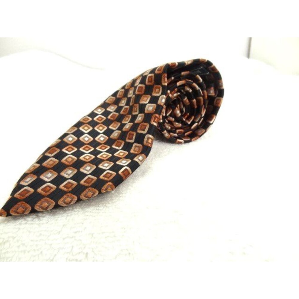 Bill Robinson Gold Squares Black Men’s Neck Tie 100% Polyester